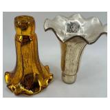 Set of 6 Vintage Mercury Glass Epergne Horns in Yellow and Orange