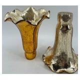 Set of 6 Vintage Mercury Glass Epergne Horns in Yellow and Orange