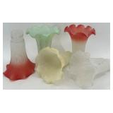 Set of 5 Vintage Mercury Glass Lamp Shades with Ruffled Edges