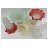 Set of 5 Vintage Mercury Glass Lamp Shades with Ruffled Edges