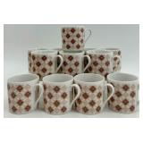 Vintage China Coffee Cup and Saucer Set with Geometric Pattern - 12 Cups and 12 Saucers