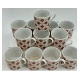 Vintage China Coffee Cup and Saucer Set with Geometric Pattern - 12 Cups and 12 Saucers