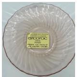 Arcoroc Hocking Pink Depression Glass Tea Set with Creamer, Sugar, 4 Cups and Saucers - Italy