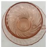 Arcoroc Hocking Pink Depression Glass Tea Set with Creamer, Sugar, 4 Cups and Saucers - Italy