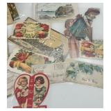 Collection of Vintage Antique Calling Cards and Die-Cut Greeting Cards