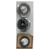 Marine Instrument Set with Airguide Tachometer, Speedometer, and Honeywell Thermometer