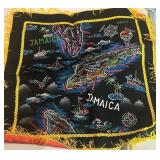 Set of 3 Vintage Souvenir Satin Scarves Puerto Rico Jamaica Naval USN