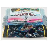 Set of 3 Vintage Souvenir Satin Scarves Puerto Rico Jamaica Naval USN