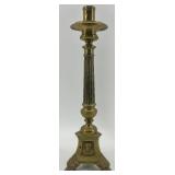 Pair of Vintage Brass Column Candlestick Holders with Ornate Bases