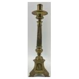 Pair of Vintage Brass Column Candlestick Holders with Ornate Bases