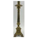 Pair of Vintage Brass Column Candlestick Holders with Ornate Bases
