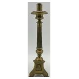 Pair of Vintage Brass Column Candlestick Holders with Ornate Bases