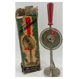 Vintage Kitchen Gadget Set: Jiffy Whip Cream Whipper, Pastry Scraper, and Mirro Cooky Press for Spritz Cookies