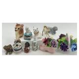 Collection of 11 Vintage Porcelain Animal and Floral Figurines including England