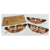 Set of 3 Vintage Antique Party Masks with Original Envelope