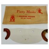 Set of 3 Vintage Antique Party Masks with Original Envelope