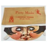 Set of 3 Vintage Antique Party Masks with Original Envelope