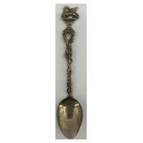 Set of 8 Vintage Ornate Silver Spoons with Figural Handles