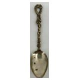 Set of 8 Vintage Ornate Silver Spoons with Figural Handles