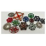 Lot of Vintage Metal Valve Handles Assorted Colors and Styles