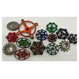 Lot of Vintage Metal Valve Handles Assorted Colors and Styles