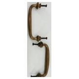 Set of 2 HEAVY Vintage Brass Drawer Pull Handles with Mounting Hardware