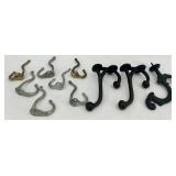 Assorted Vintage Metal Wall Hooks and Cast Iron Coat Hooks Lot