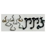 Assorted Vintage Metal Wall Hooks and Cast Iron Coat Hooks Lot