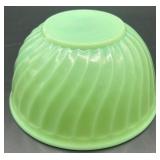 Fire-King 7" Jadite Swirl Mixing Bowl and Egg Cup Set