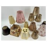 Collection of 13 Vintage Miniature Lamp Shades Assorted Styles