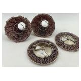 Set of Beaded Glass Lamp or Sconce Shades, Purple and Blue