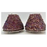 Set of Beaded Glass Lamp or Sconce Shades, Purple and Blue