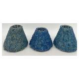 Set of Beaded Glass Lamp or Sconce Shades, Purple and Blue