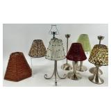 Collection of 6 Beaded Mini Candle Lamp Shades with 7 Metal Holders