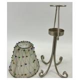 Collection of 6 Beaded Mini Candle Lamp Shades with 7 Metal Holders