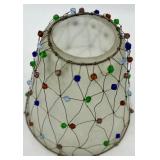 Collection of 6 Beaded Mini Candle Lamp Shades with 7 Metal Holders