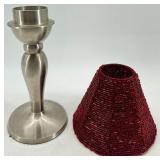 Collection of 6 Beaded Mini Candle Lamp Shades with 7 Metal Holders