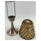 Collection of 6 Beaded Mini Candle Lamp Shades with 7 Metal Holders
