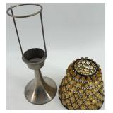 Collection of 6 Beaded Mini Candle Lamp Shades with 7 Metal Holders