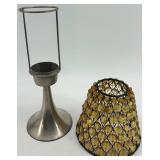 Collection of 6 Beaded Mini Candle Lamp Shades with 7 Metal Holders