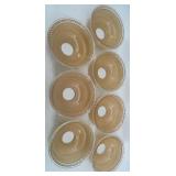 Set of 7 Vintage Frosted Glass Lamp Shades with Clear Decorative Edge