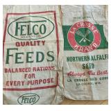 Pair of Vintage Feed and Seed Sacks FELCO Feeds and La Crosse Alfalfa Seed
