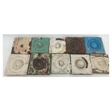 Set of 10 Salvaged Antique Rosette Wood Trim Blocks