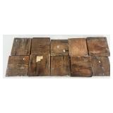 Set of 10 Salvaged Antique Rosette Wood Trim Blocks