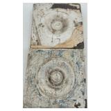 Set of 10 Salvaged Antique Rosette Wood Trim Blocks