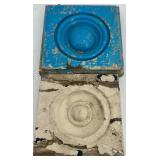 Set of 10 Salvaged Antique Rosette Wood Trim Blocks