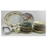 Huge Lot of Vintage Hand Painted China Serving Platters and Plates including Noritake