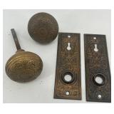 Collection of Antique and Vintage Hardware including Hooks, Door Plates, and Knobs