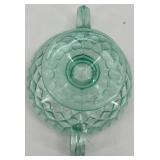 Collection of 4 Vintage Patterned Glass Dishes and Bowls, including Imperial Uranium Glass