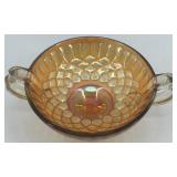 Collection of 4 Vintage Patterned Glass Dishes and Bowls, including Imperial Uranium Glass